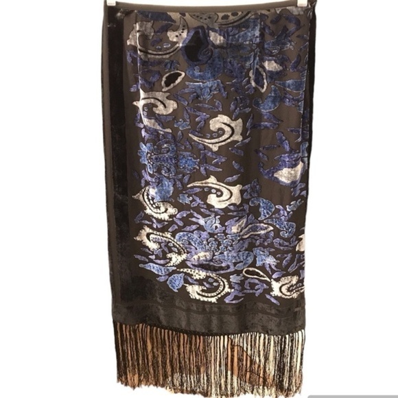 VTG R&K Evening Fringe Skirt with Velvet, Embroidery Beading Detail size 12 - Picture 2 of 14